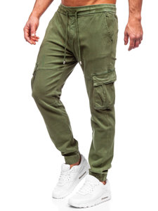 Χακί ανδρικό τζιν παντελόνι jogger cargo  Bolf MP0105MV