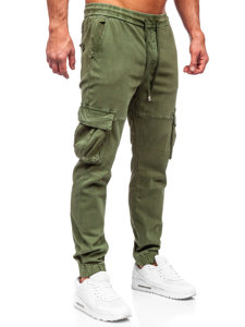 Χακί ανδρικό τζιν παντελόνι jogger cargo  Bolf MP0105MV