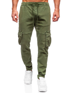 Χακί ανδρικό τζιν παντελόνι jogger cargo  Bolf MP0105MV